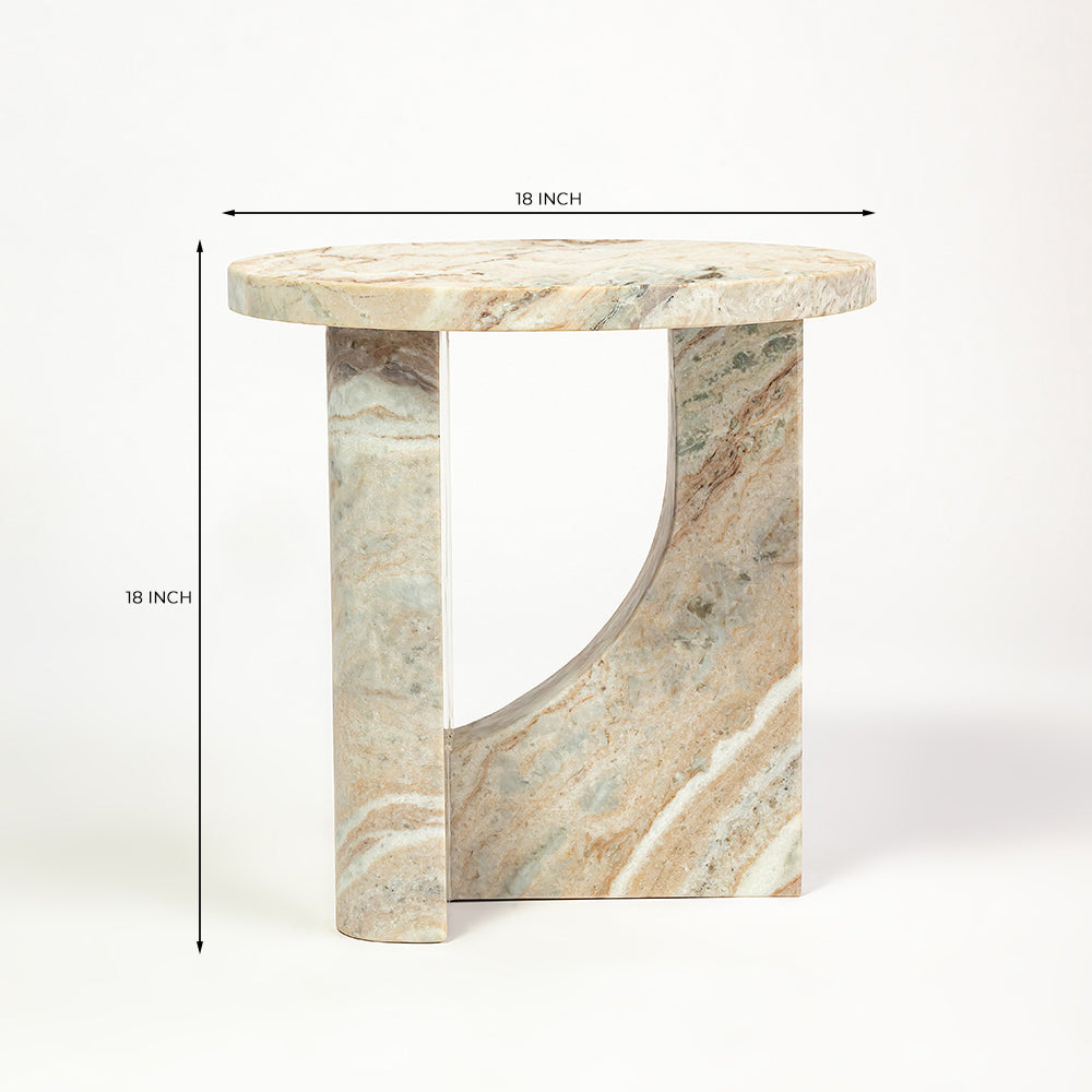 Crescent Vein Marble Accent Table