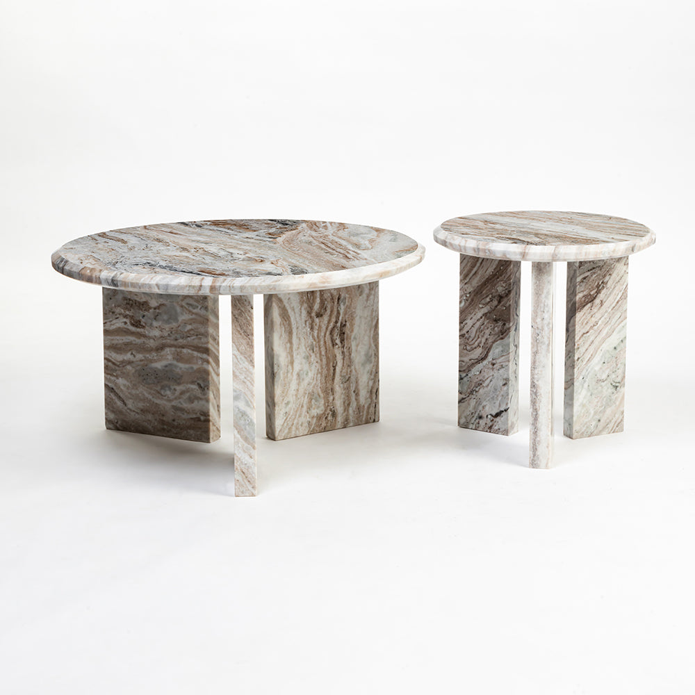 Miggo Sawar Marble Round Coffee Table Set of 2