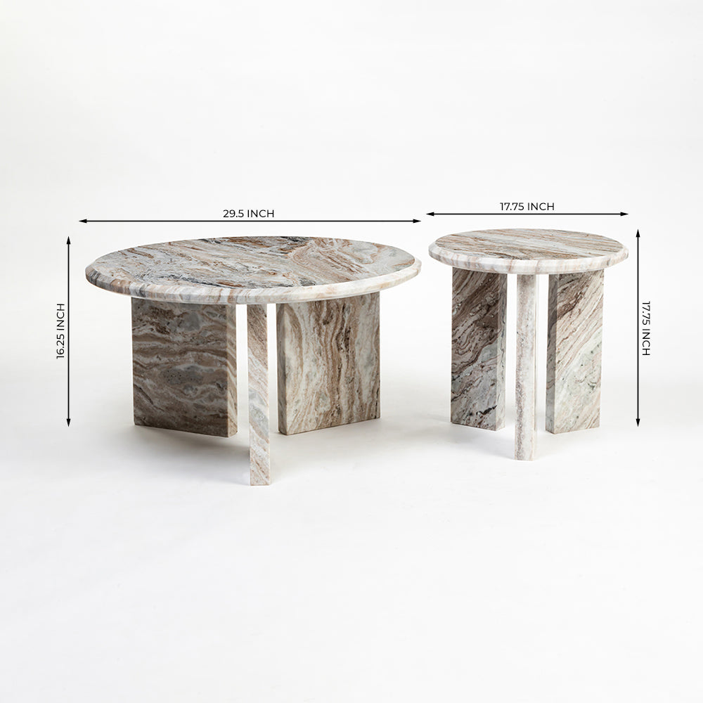Miggo Sawar Marble Round Coffee Table Set of 2