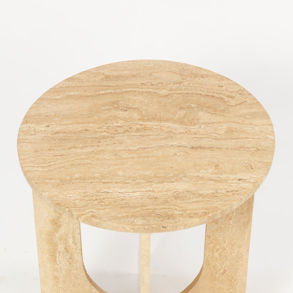 Travertine Marble Curil Accent Table