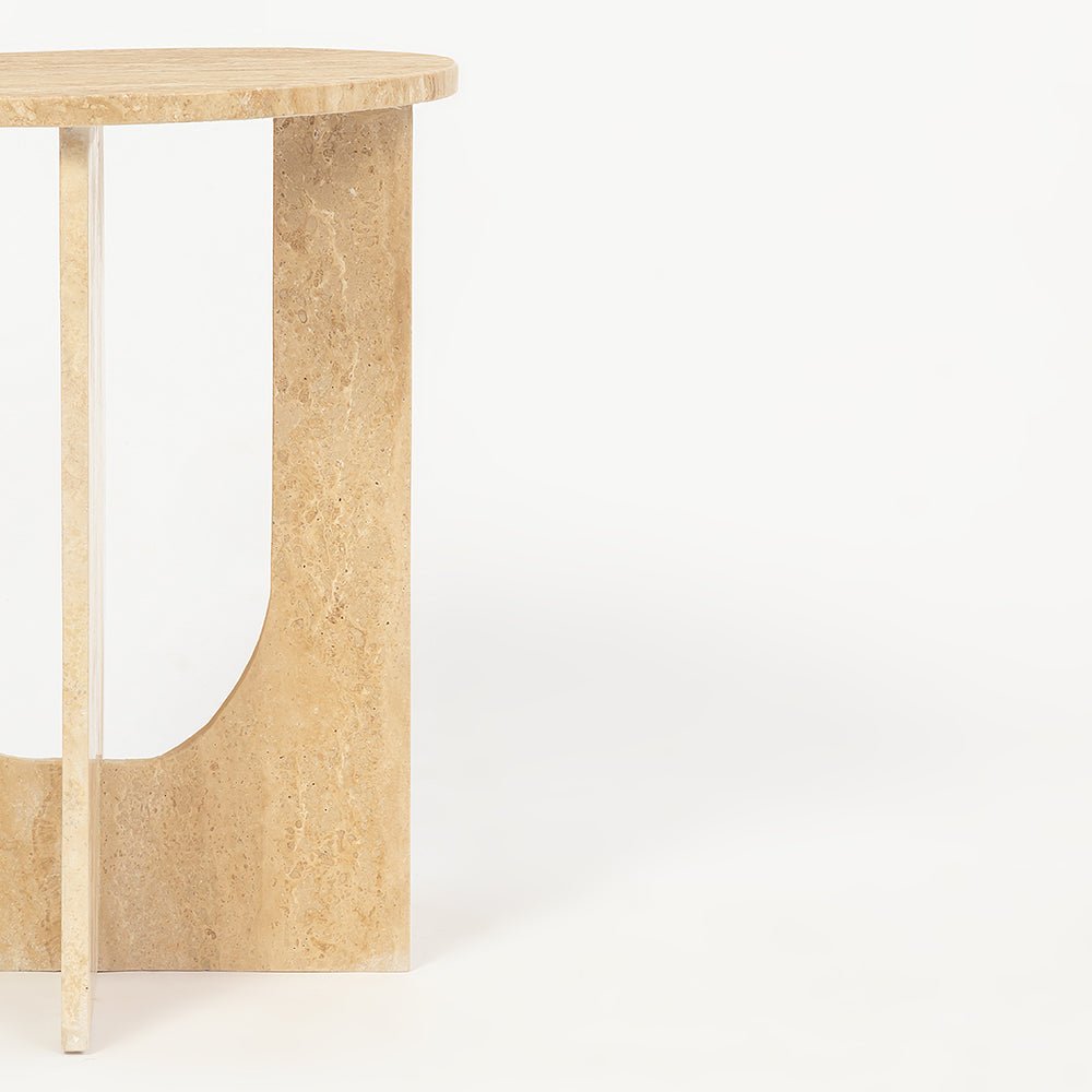 Travertine Marble Curil Accent Table