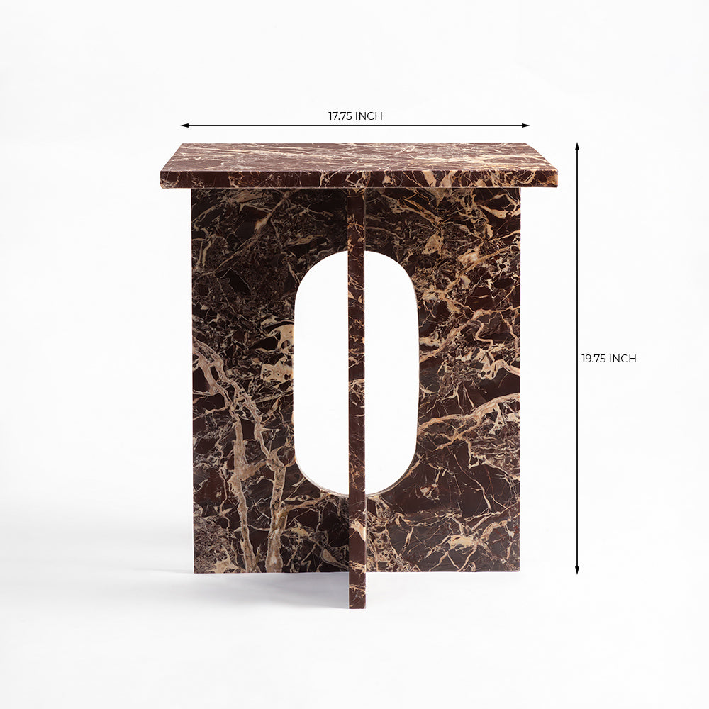 Red Marble Osure Accent Table