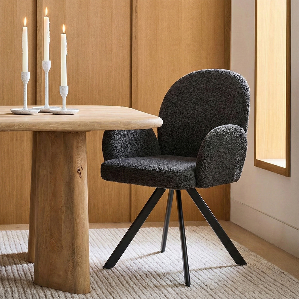 Boucle Hoir Dining Chair with Metal