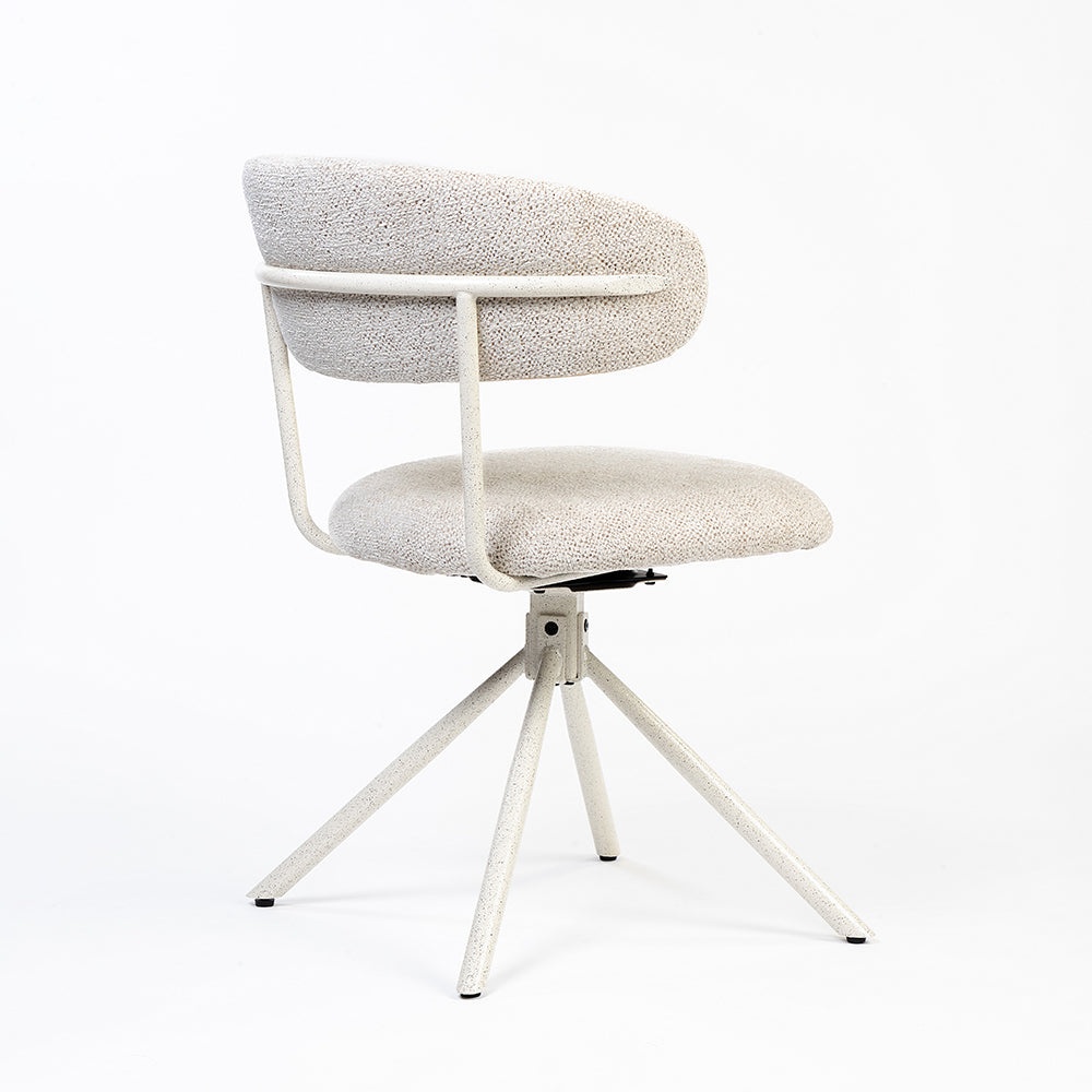 Boucle Aiko Dining Chair with Metal- Swivel
