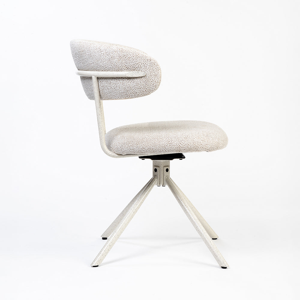 Boucle Aiko Dining Chair with Metal- Swivel