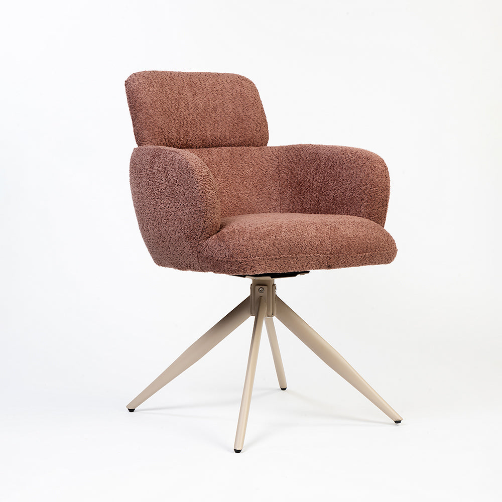 Boucle Babad Dining Chair with Metal- Swivel