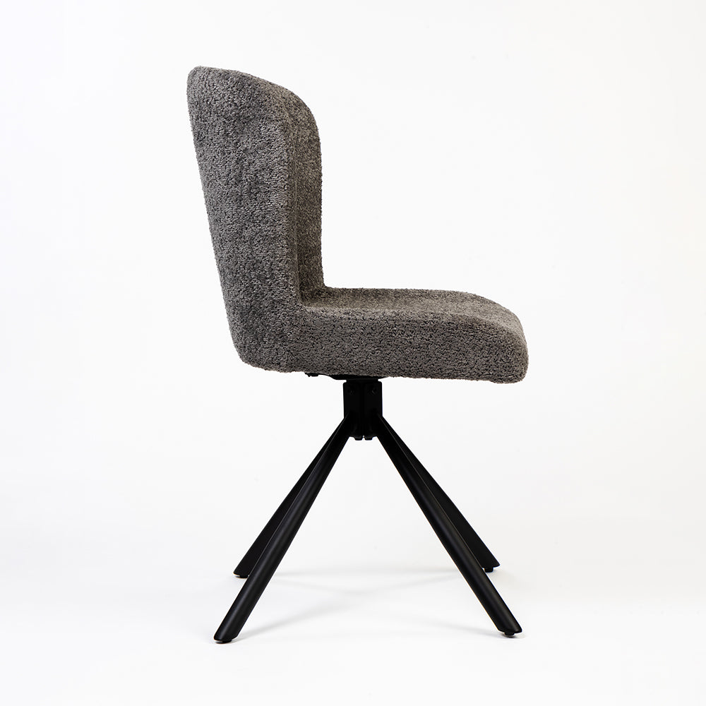 Boucle Jade Dining Chair with Metal- Swivel