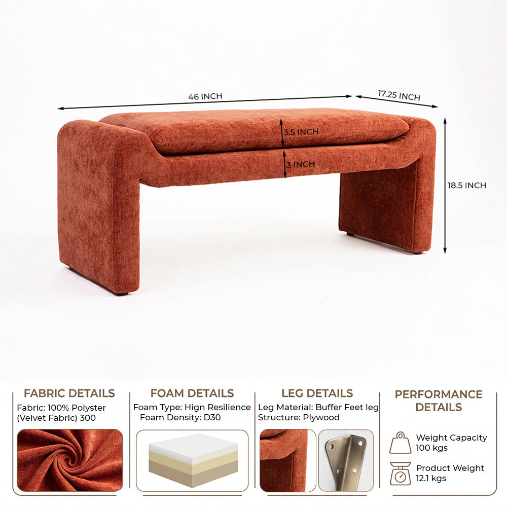 Mustar Velvet Bench