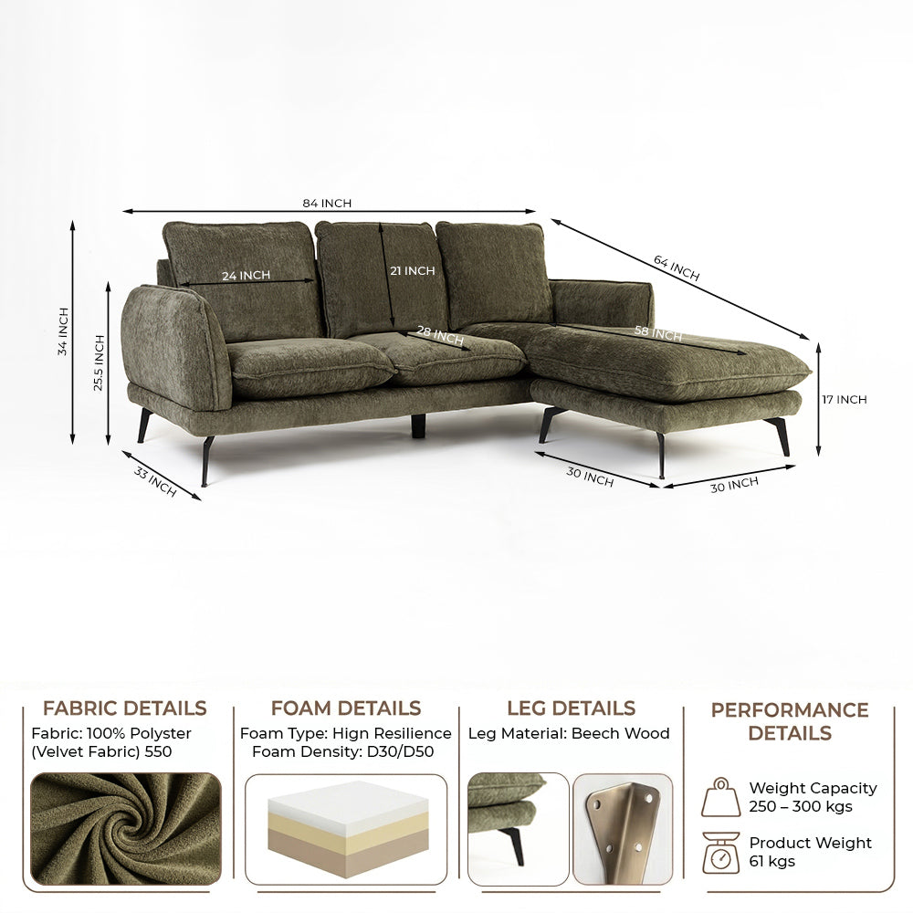 Tonite Reversible Velvet 3 Seater Sofa
