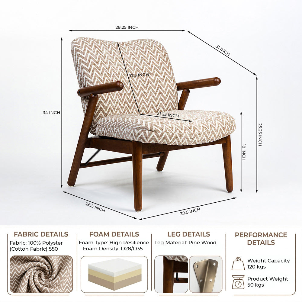 Thundon Cotton Chair with Wood