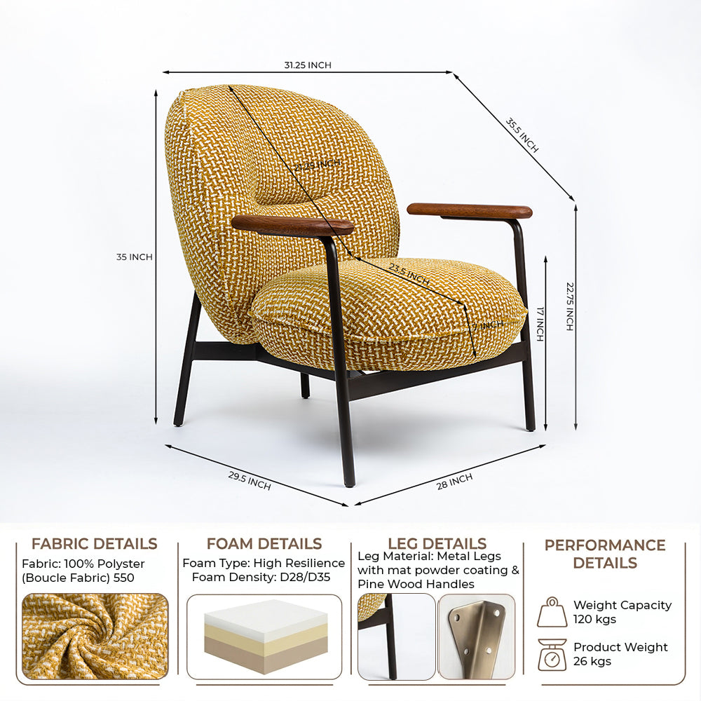 Vacayno Boucle Chair with Wood