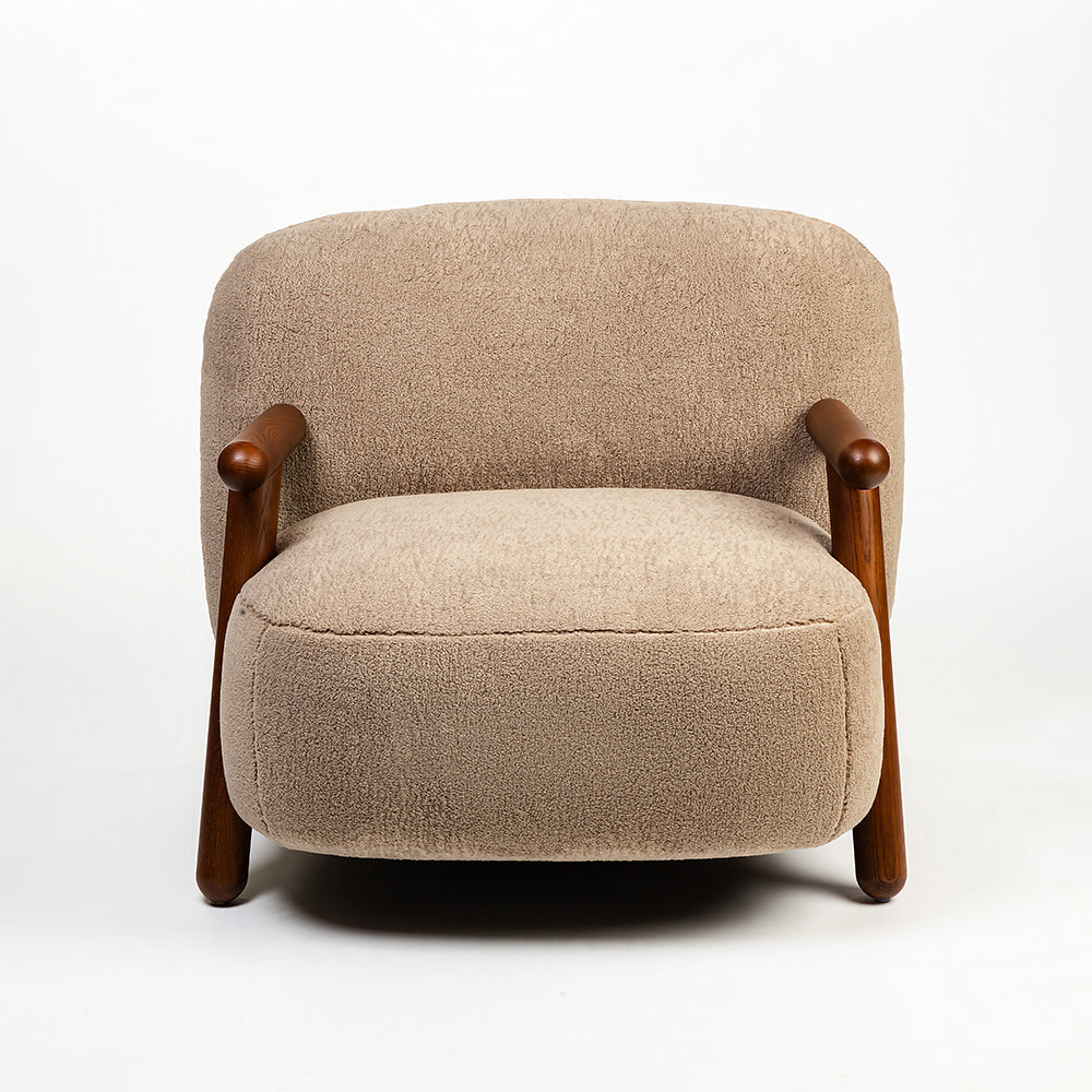 Footy Boucle Chair with Wood