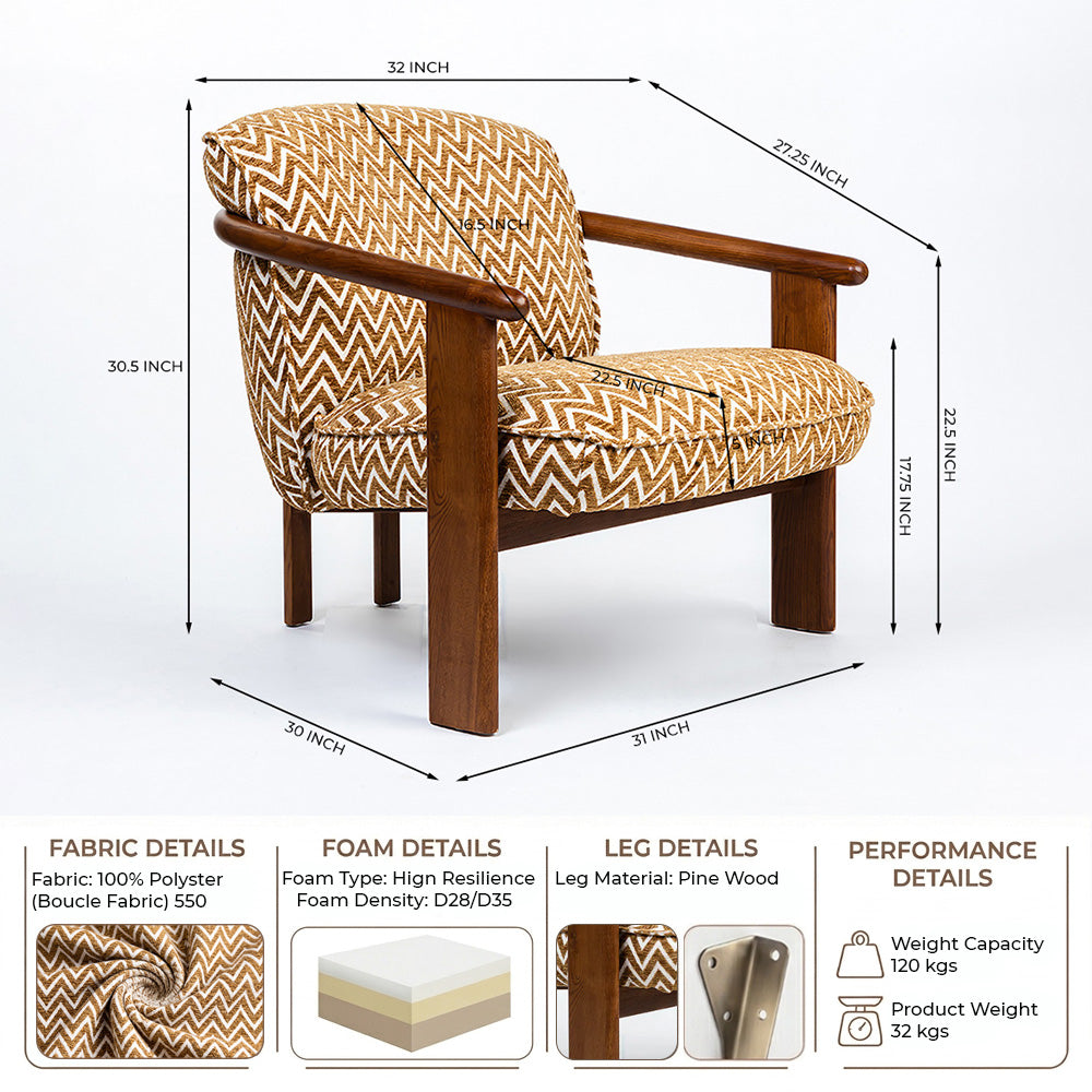 Shyne Boucle Chair with Wood