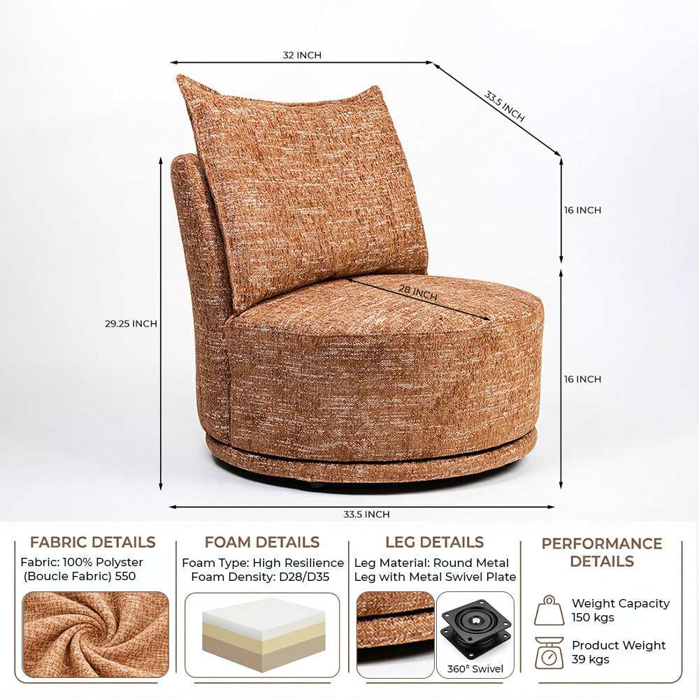 Shyne Warm Brown Boucle Chair with Wood