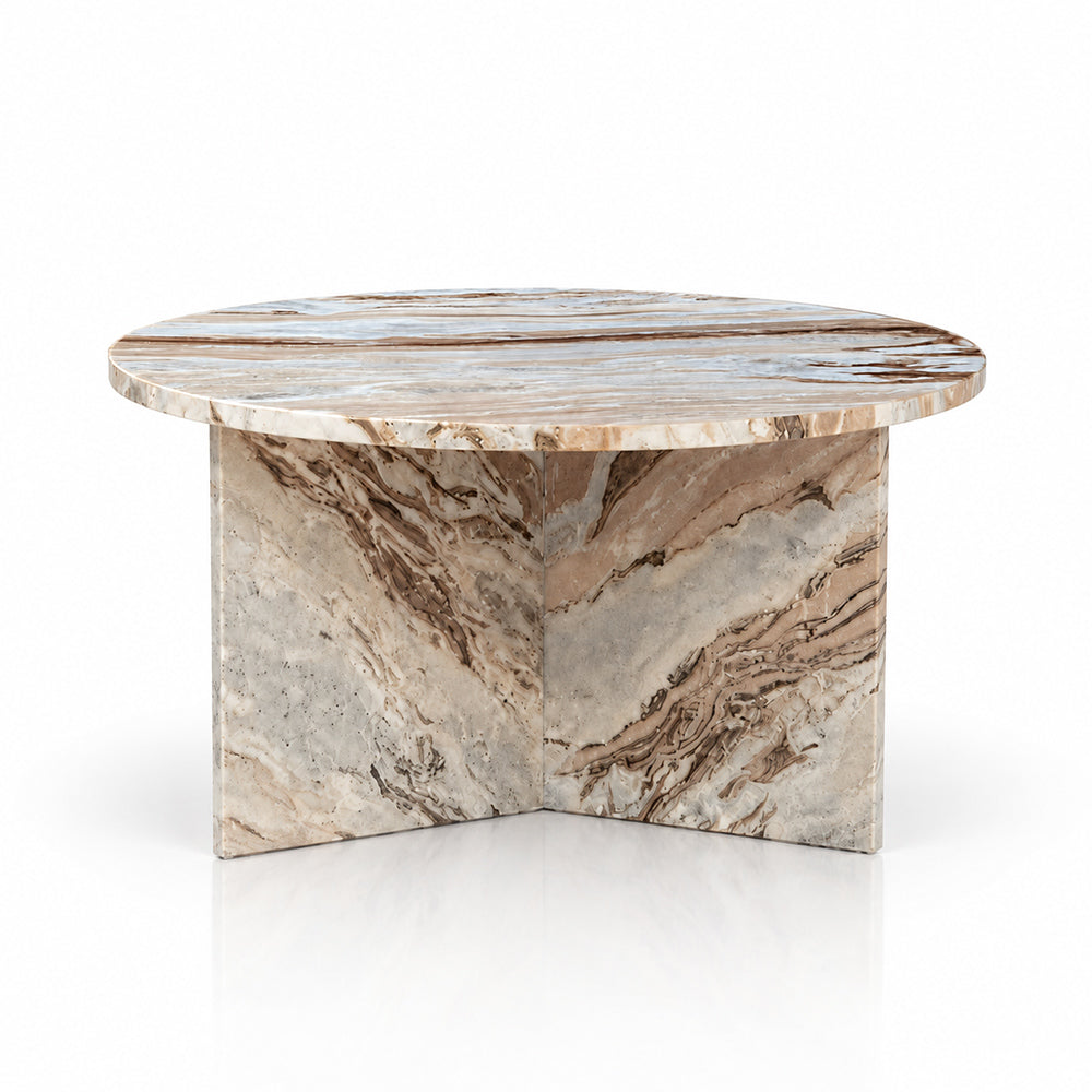 Drift Butterscotch Marble Round Coffee Table - Big