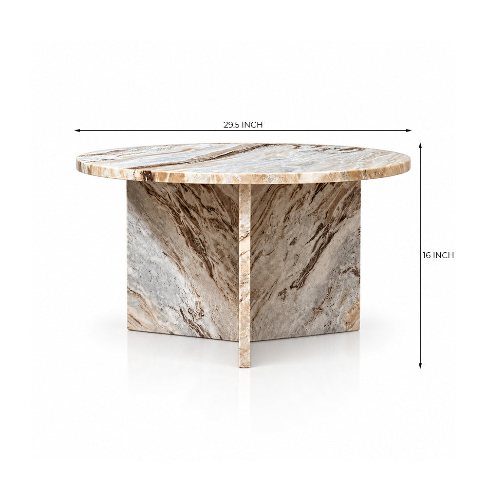 Drift Butterscotch Marble Round Coffee Table - Big