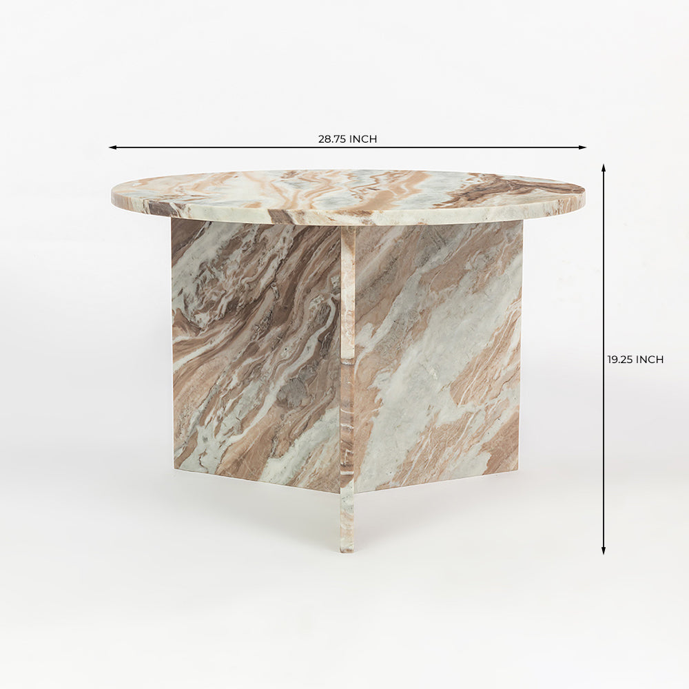 Marble Drift Butterscotch Round Coffee Table - Big