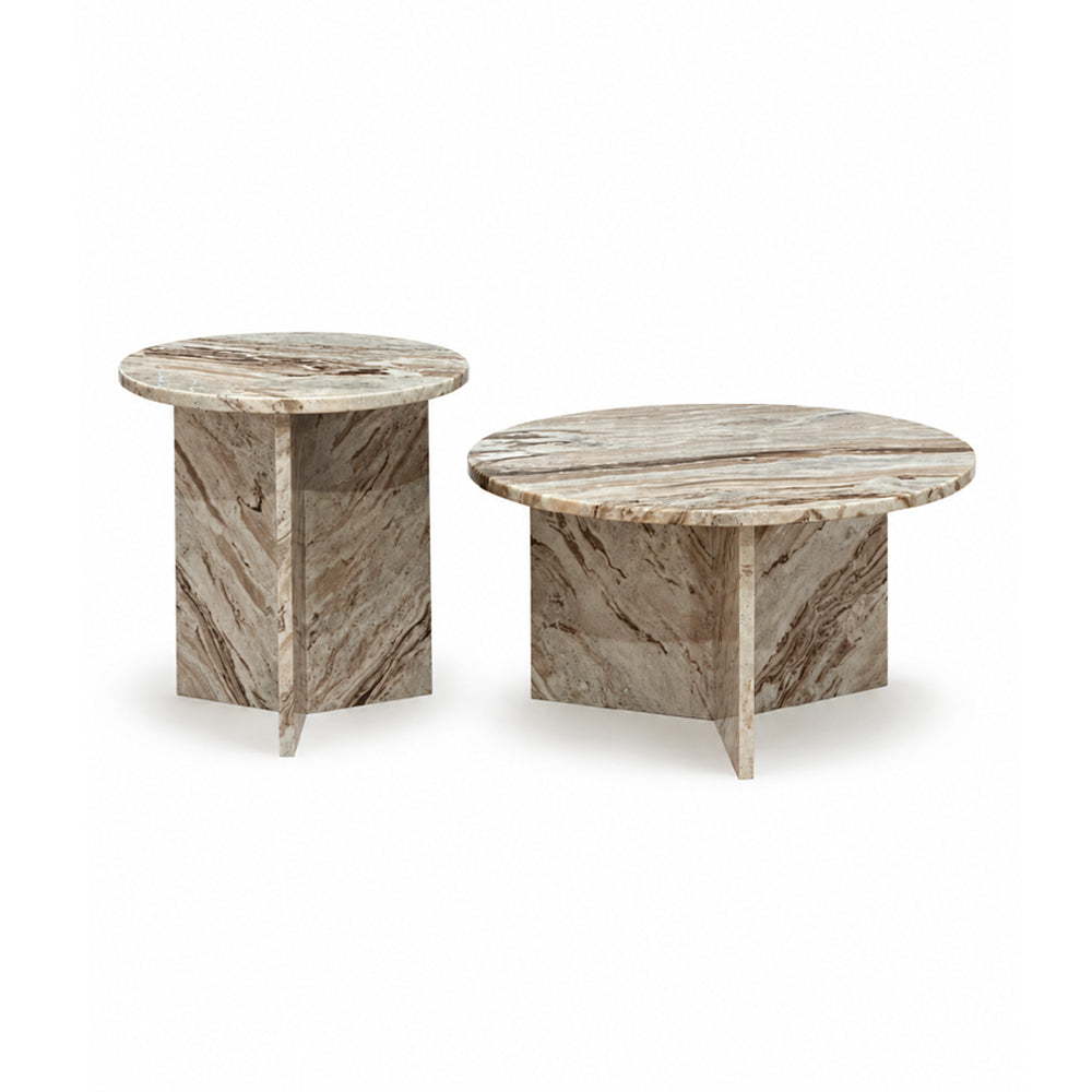 Marble Drift Butterscotch Round Coffee Table Set of 2