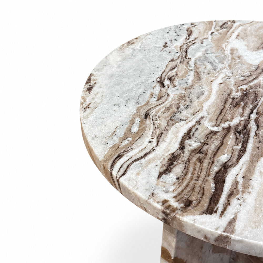 Marble Drift Butterscotch Round Coffee Table - Small