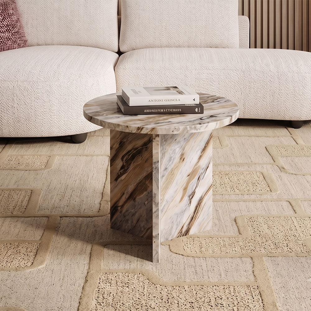 Marble Drift Butterscotch Round Coffee Table - Small