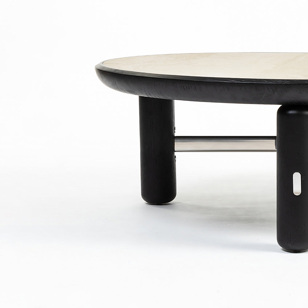 Bette Ceramic Round Coffee Table with Metal Base - Large
