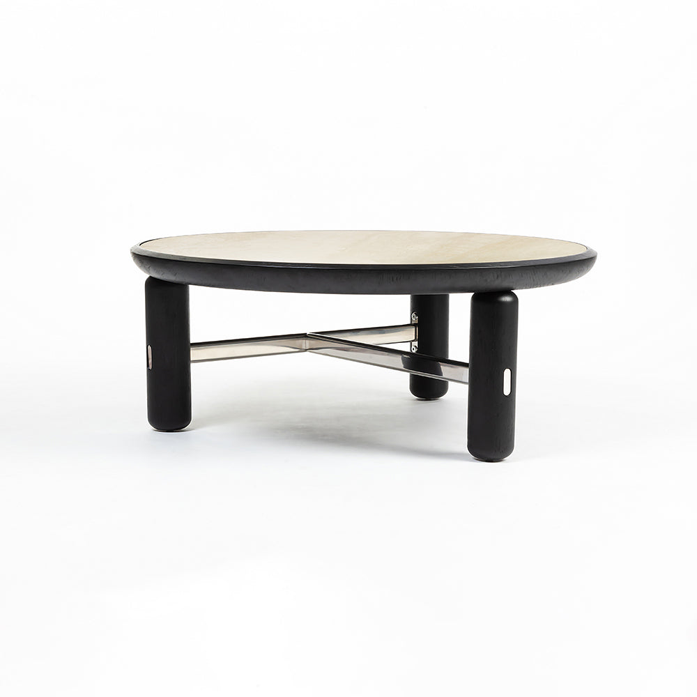Bette Ceramic Round Coffee Table with Metal Base - Large