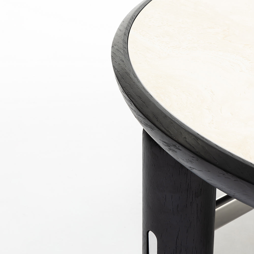 Bette Ceramic Round Coffee Table with Metal Base Set of 2