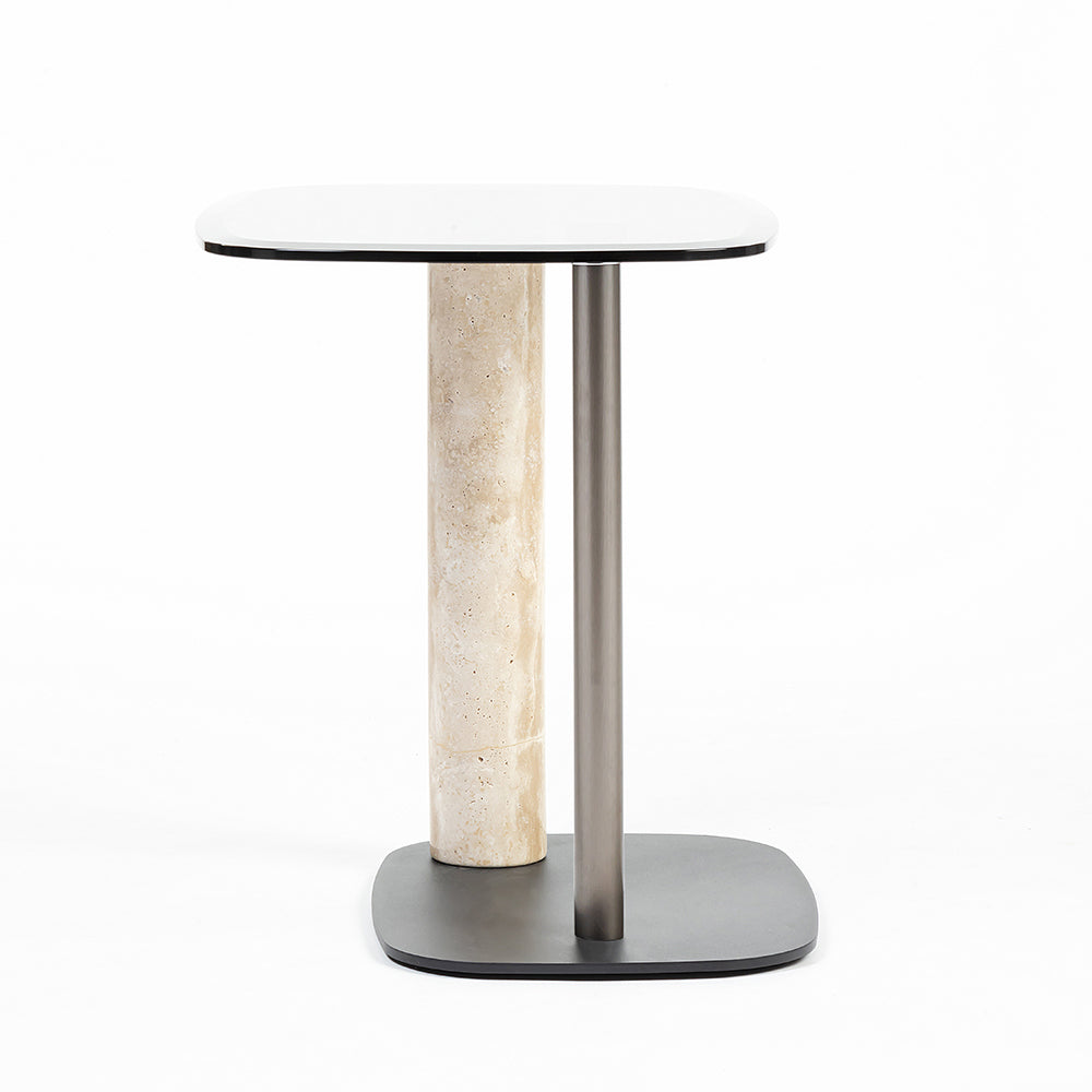 Glass Halo Accent Table with Metal Base