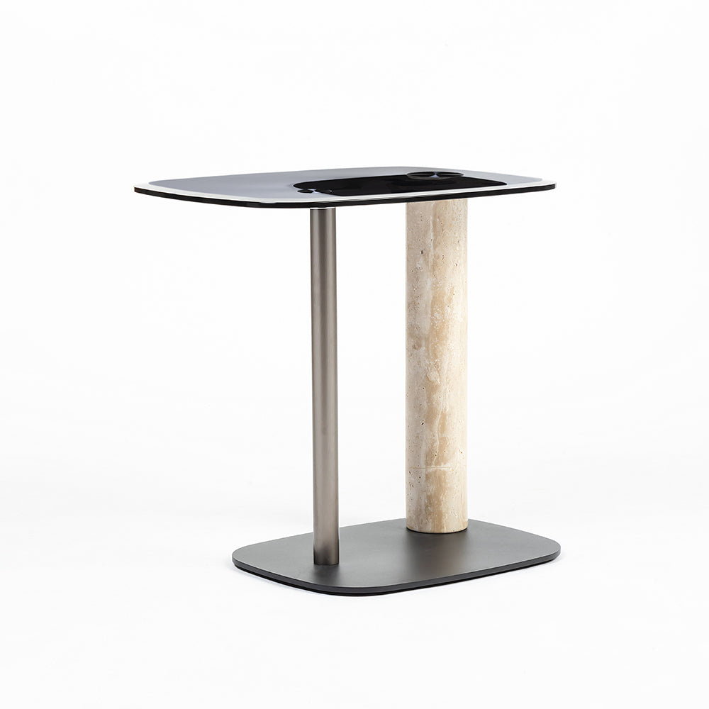 Glass Halo Accent Table with Metal Base
