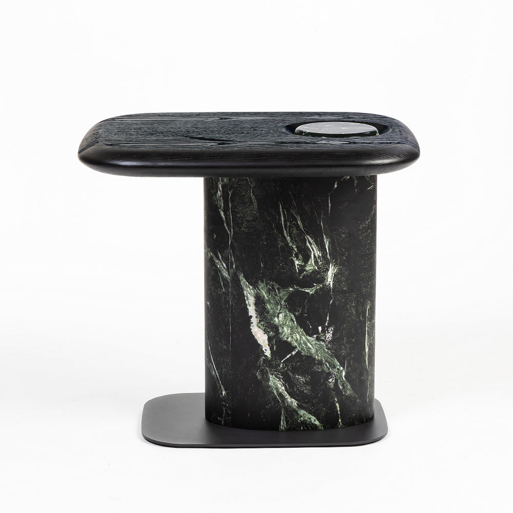 MDF Black Coffee Table with Wooden Base - Small