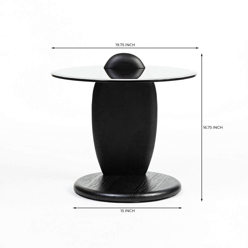 Glass Collin Accent Table with Wooden Legs