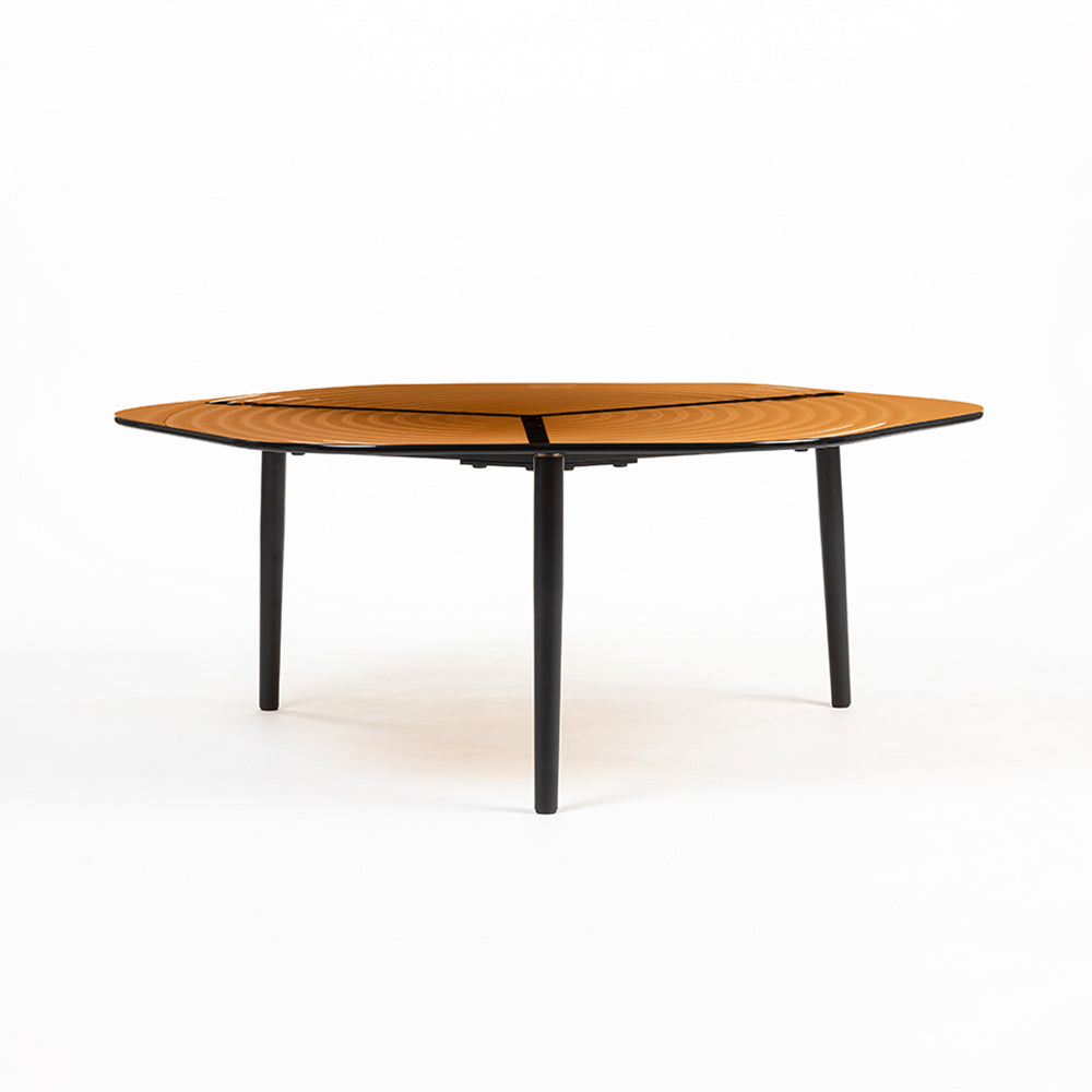 Berlin Glass Hexagon Coffee Table with Metal Base Set of 2