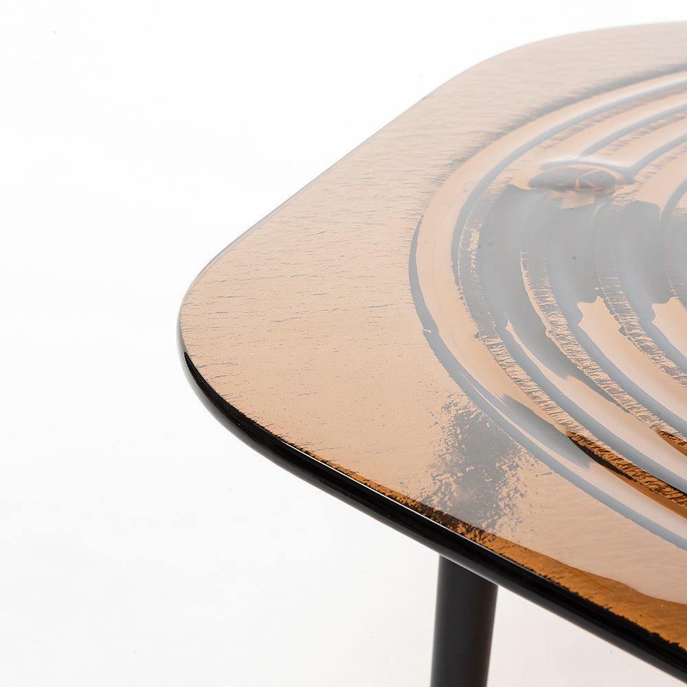 Berlin Glass Hexagon Coffee Table with Metal Base - Large