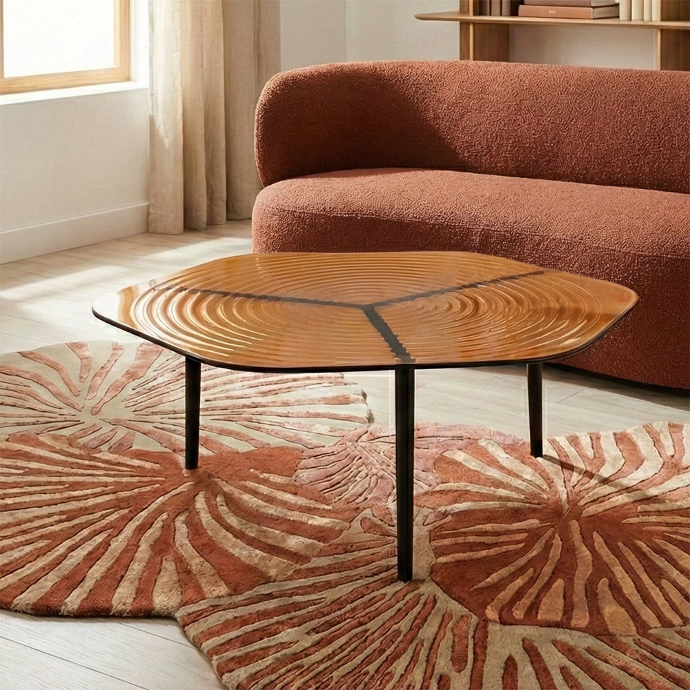 Berlin Glass Hexagon Coffee Table with Metal Base - Large