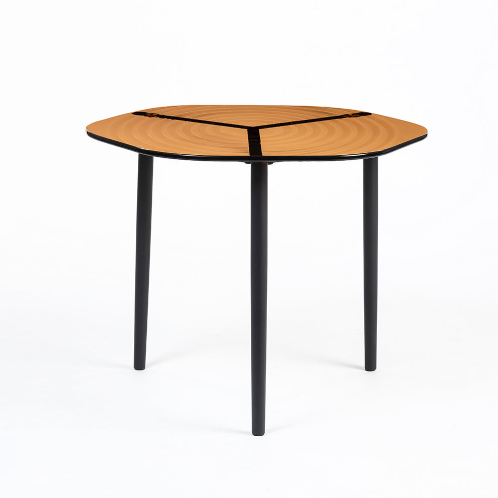 Berlin Glass Hexagon Coffee Table with Metal Base - Small
