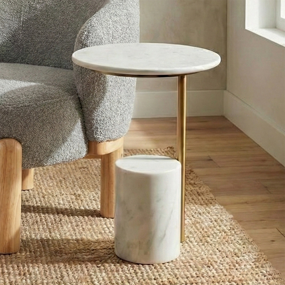 Marble Tracy Accent Table with Stainless Steel