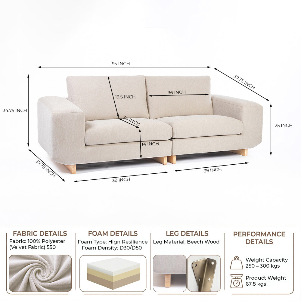Velvet Kiko 2-Seater Sofa - Fifty Shade