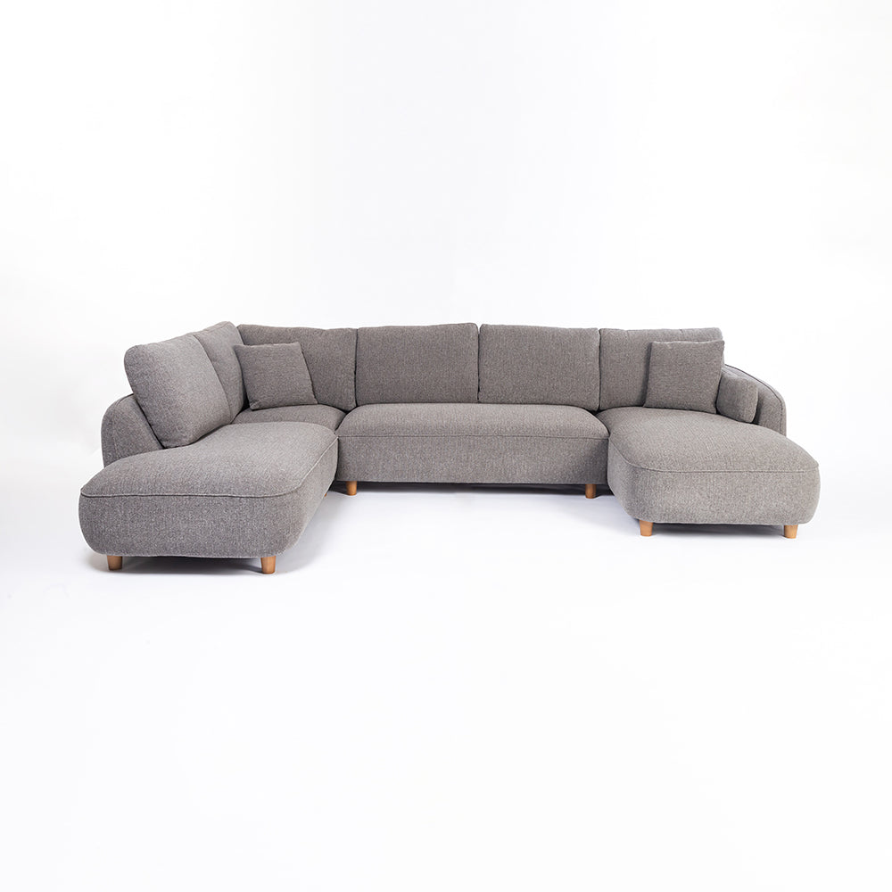 Chenille Cantil 6-Seater Sofa - Ash