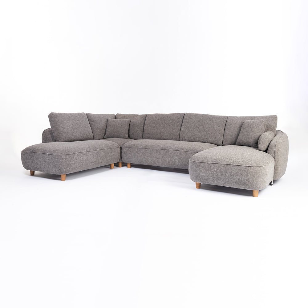 Chenille Cantil 6-Seater Sofa - Ash