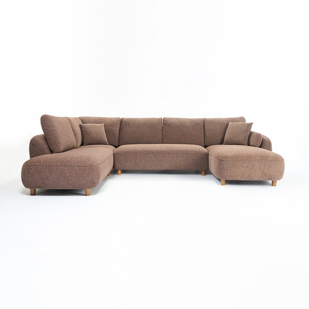 Chenille Cantil 6-Seater Sofa - Berry