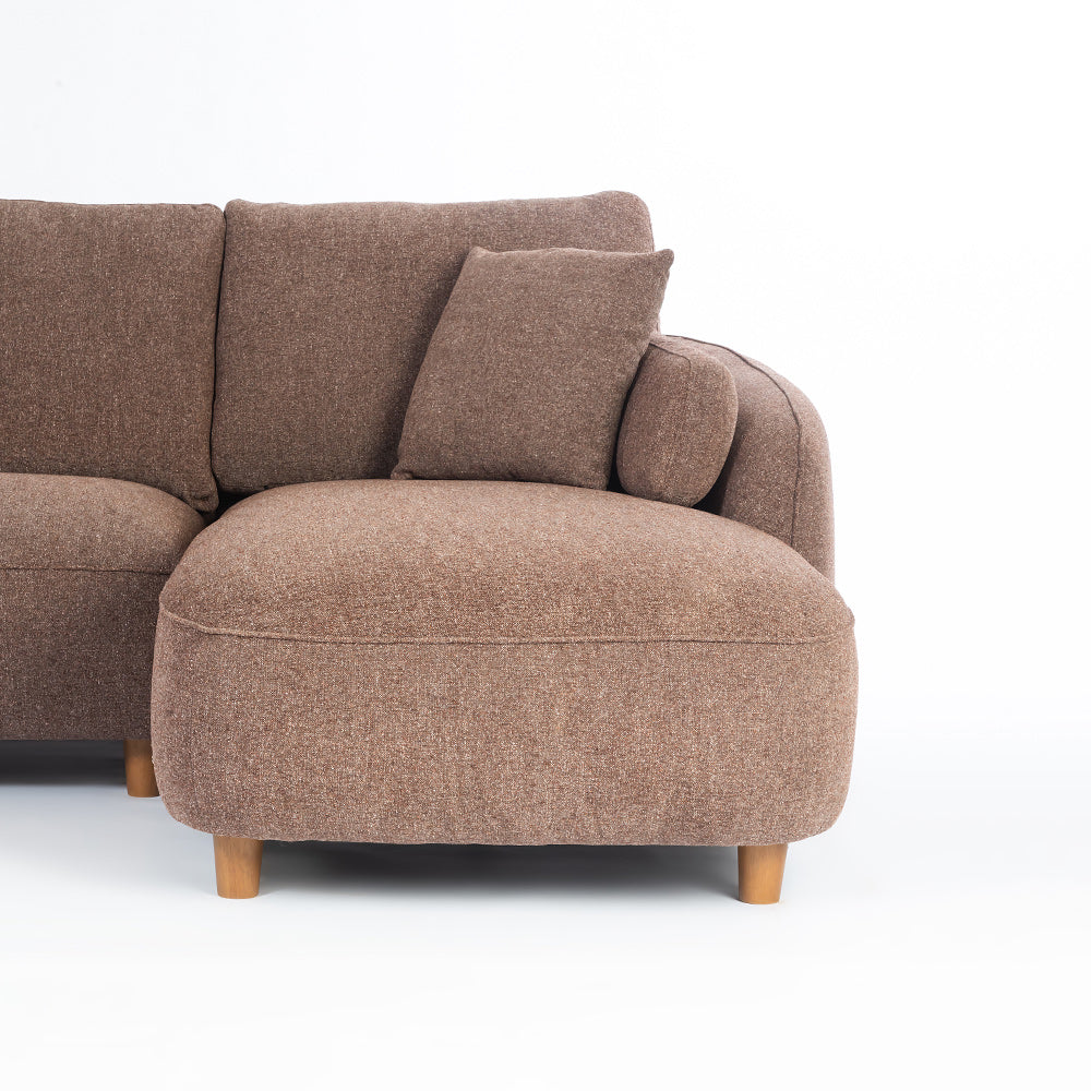 Chenille Cantil 6-Seater Sofa - Berry