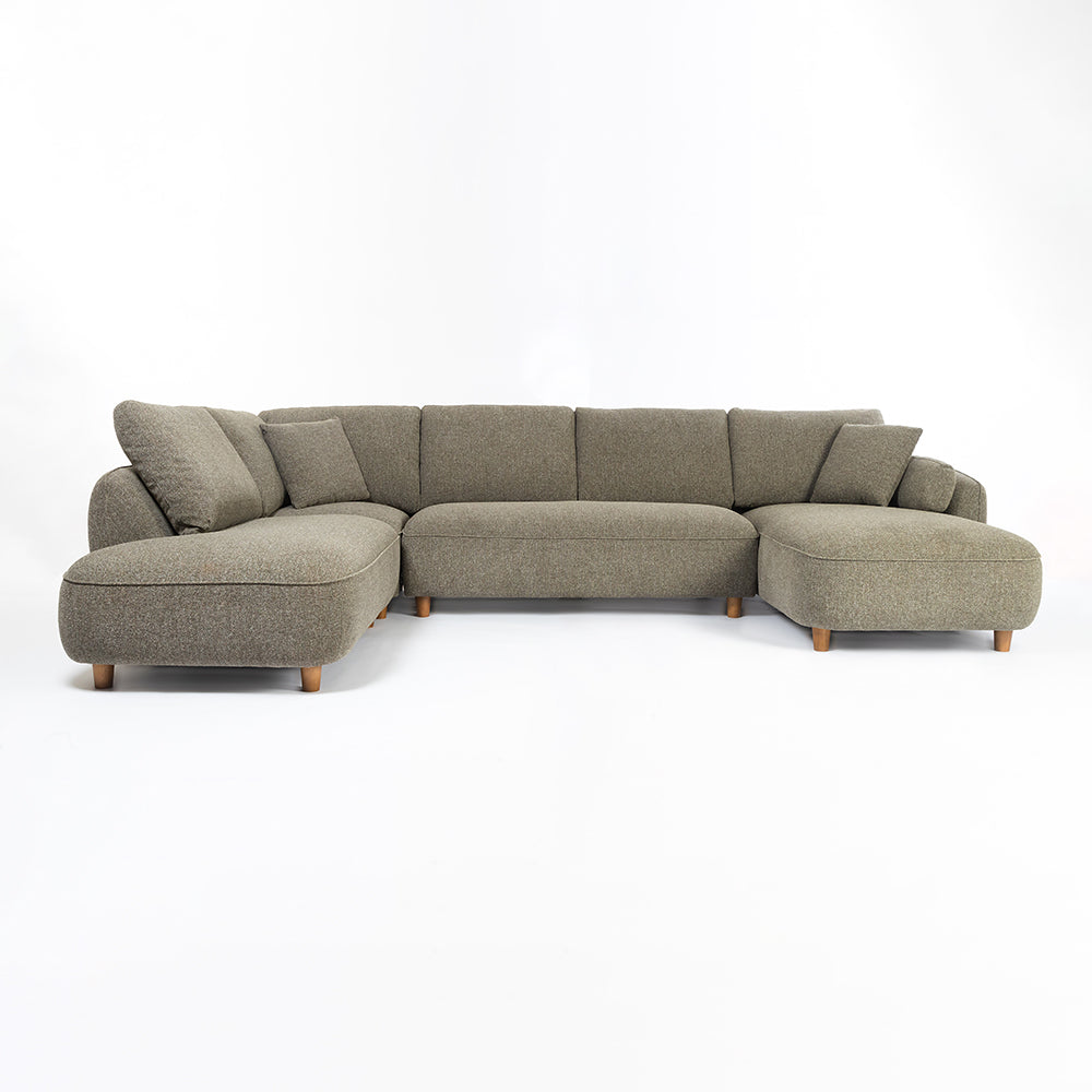 Chenille Cantil 6-Seater Sofa - Forest