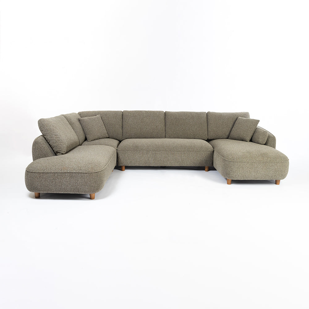 Chenille Cantil 6-Seater Sofa - Forest