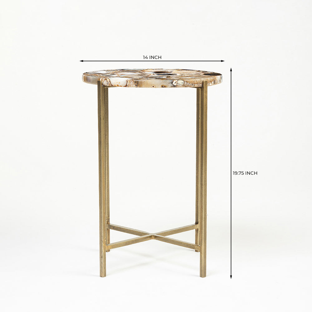 Lothik Marble Accent Table with Iron