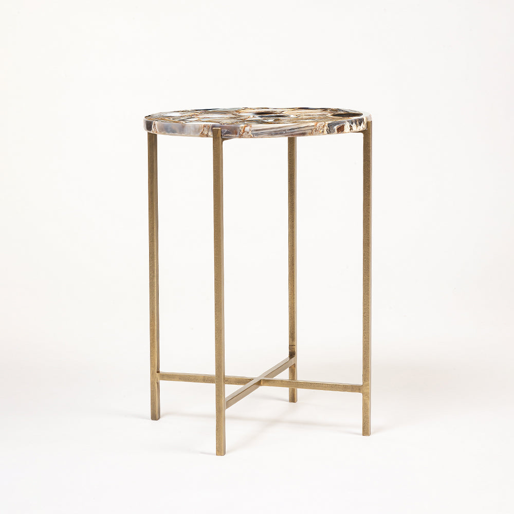 Lothik Marble Accent Table with Iron