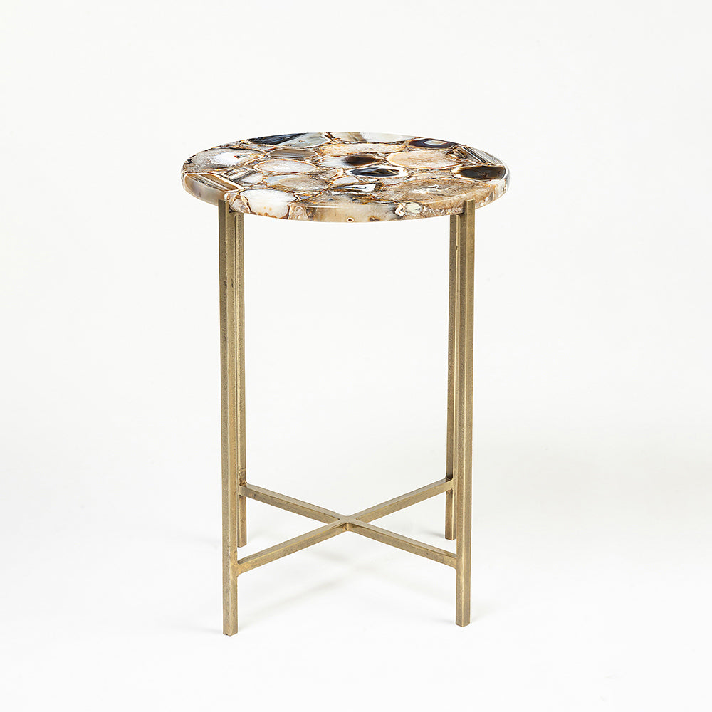 Lothik Marble Accent Table with Iron