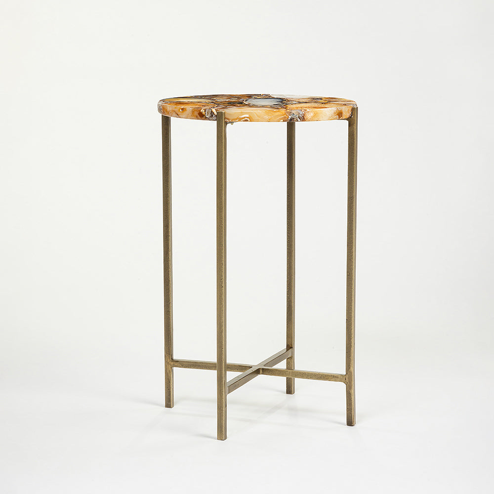 Munir Marble Accent Table with Iron