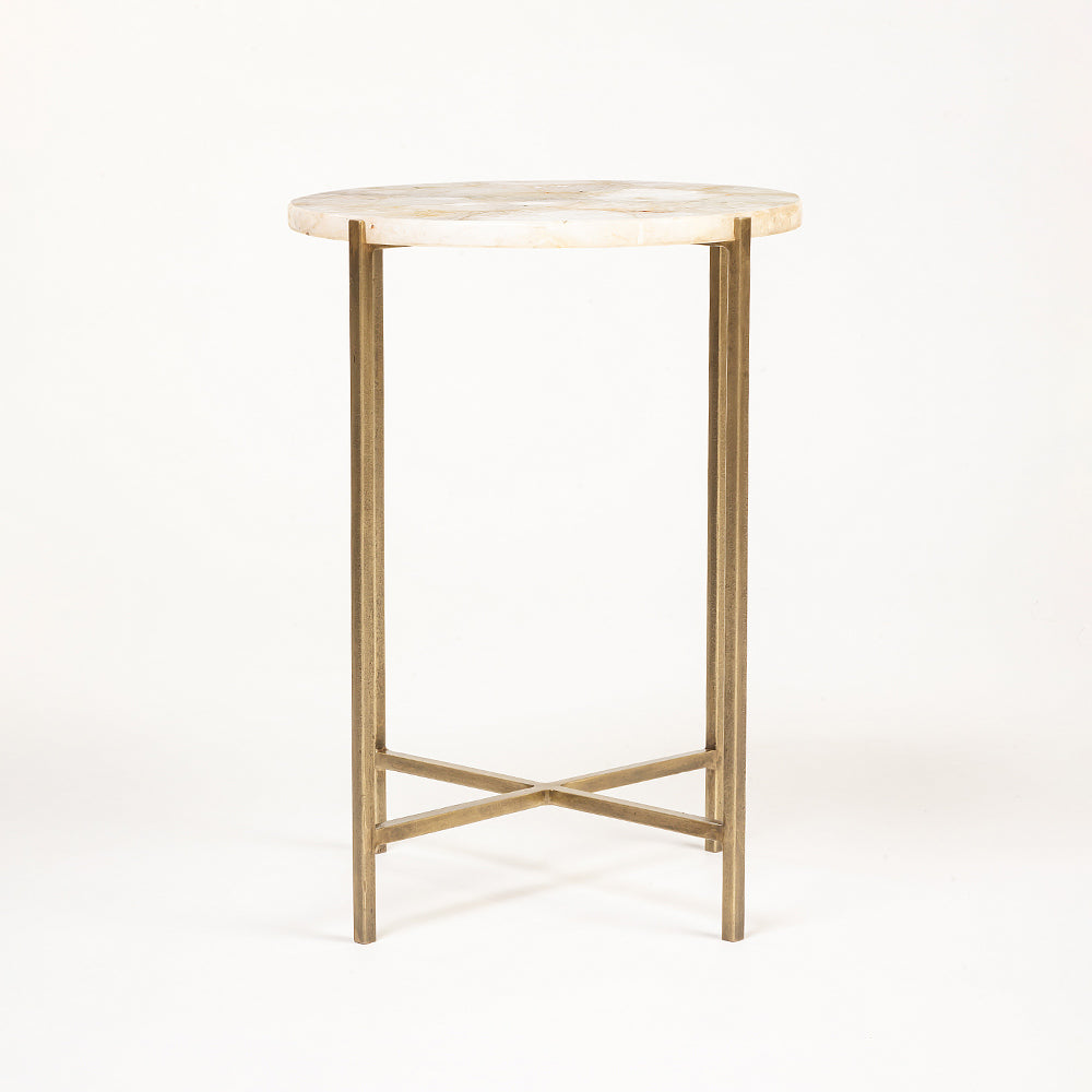 Aodosu Marble Accent Table with Iron