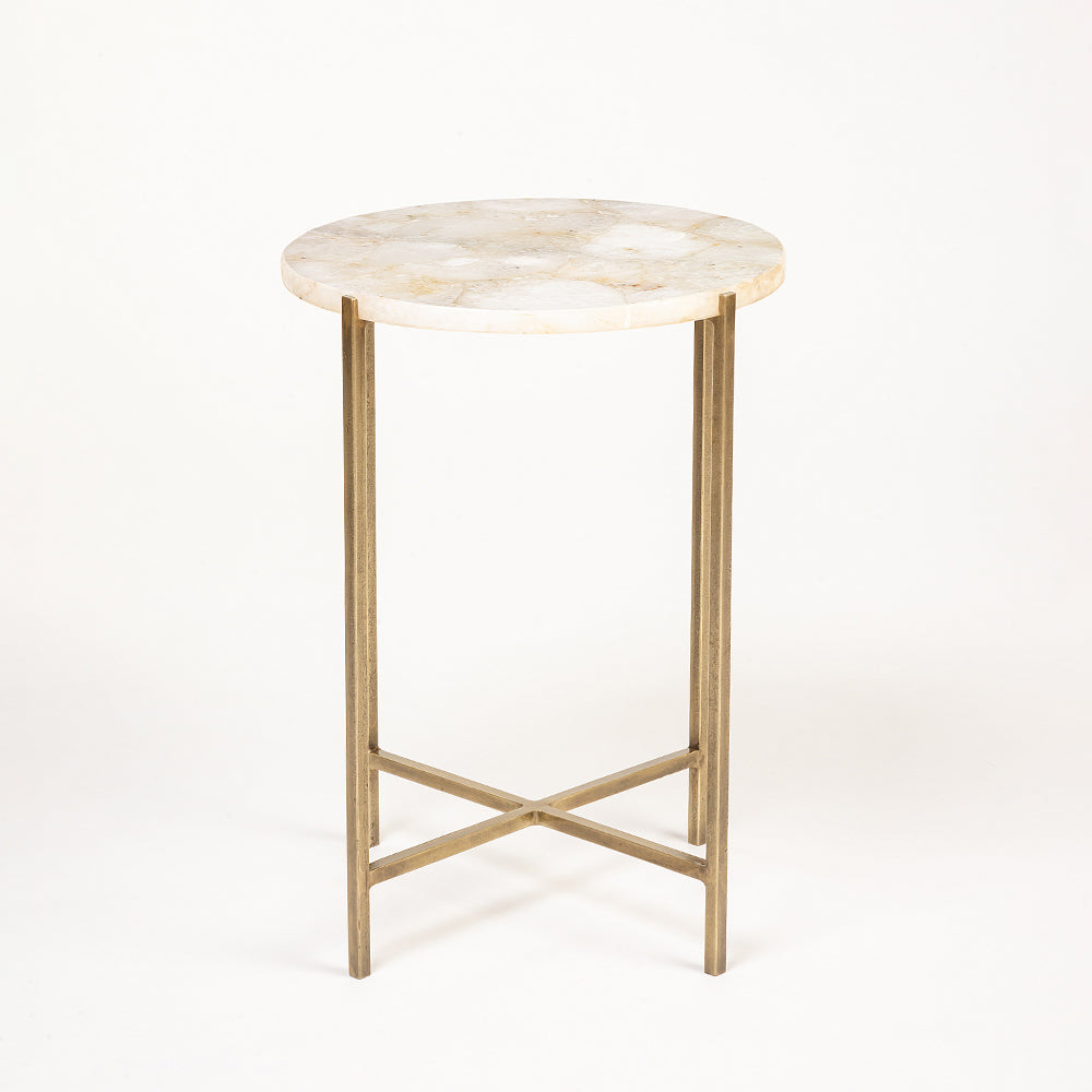 Aodosu Marble Accent Table with Iron
