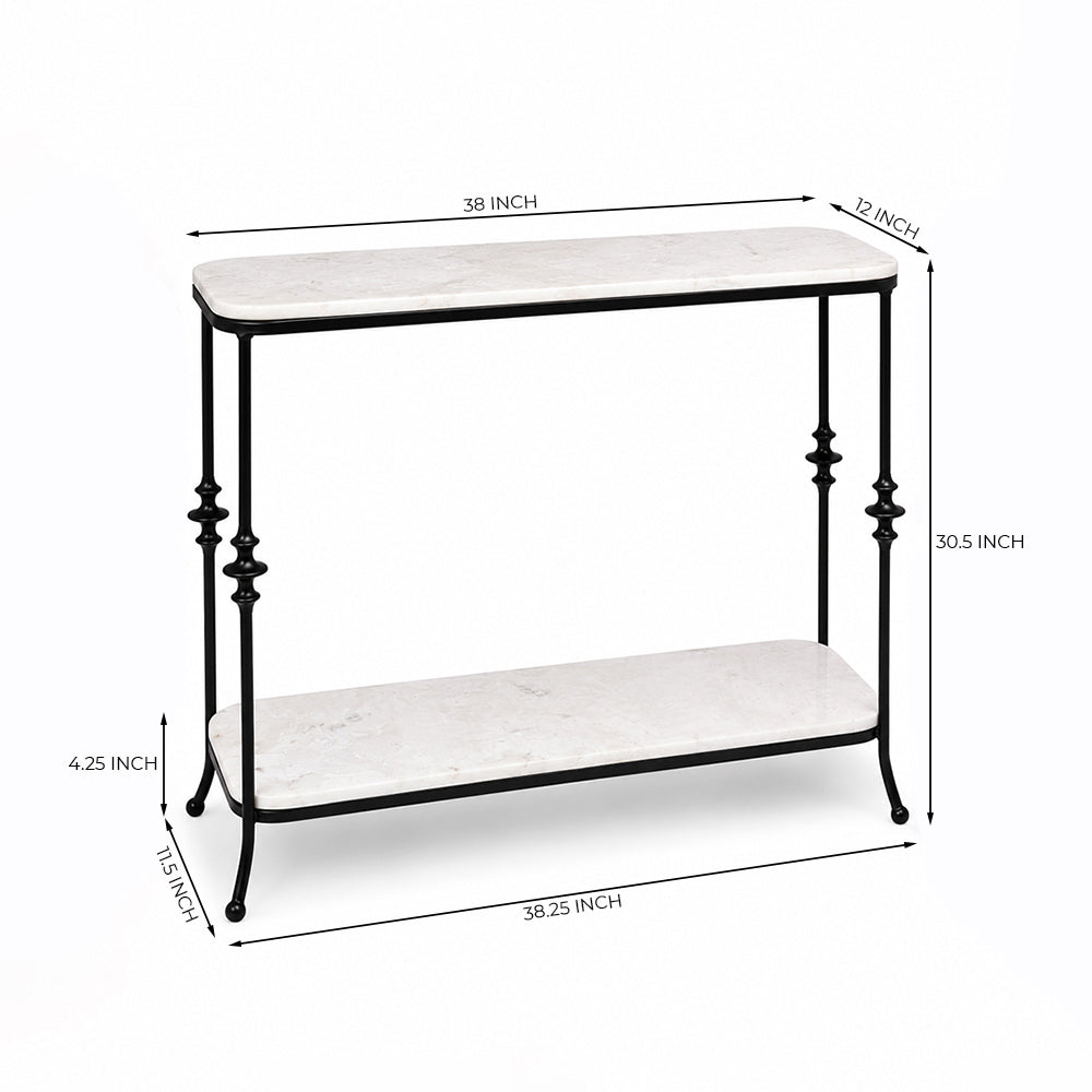 Hugo 2-Tier Marble Console Table with Metal